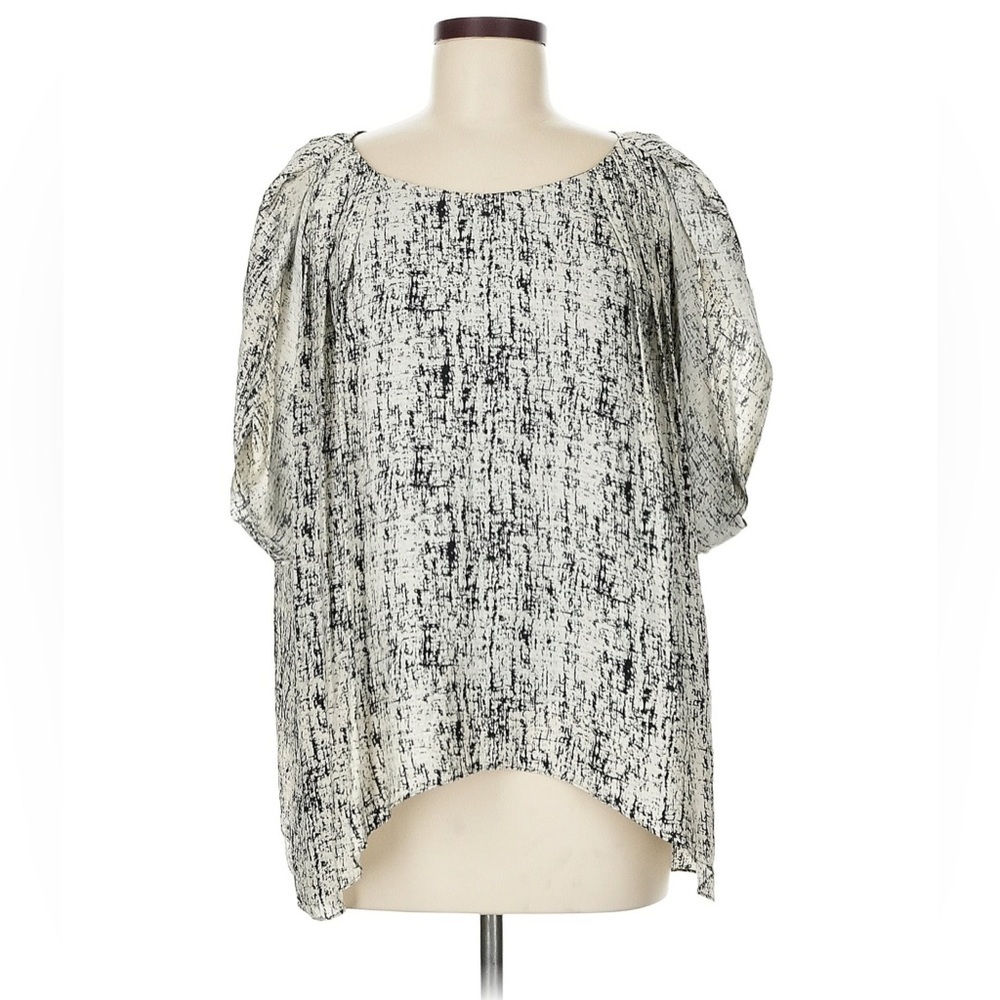 J/J Julie Haus Anthropologie Black and White 100% Silk Tunic Medium